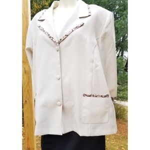 Blair Off-White Jacket/Blazer,  piping edges, 2XL ✔️